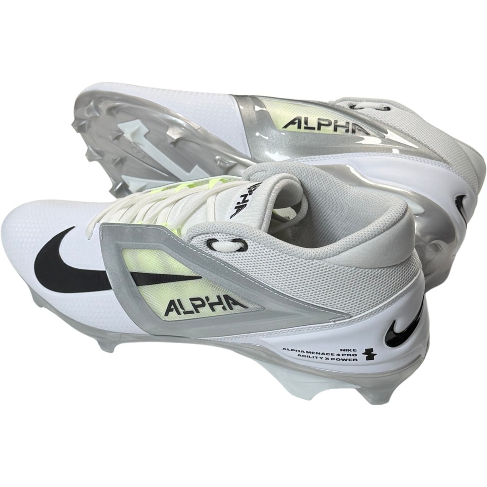 Nike Alpha Menace 4 Pro Cleats - NEW Mens 12 White / Black / Volt - #47708-OF